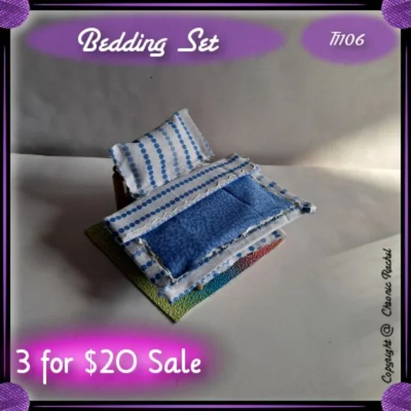 4-Pack Blue Bedding & Faux Rainbow Leather Flooring