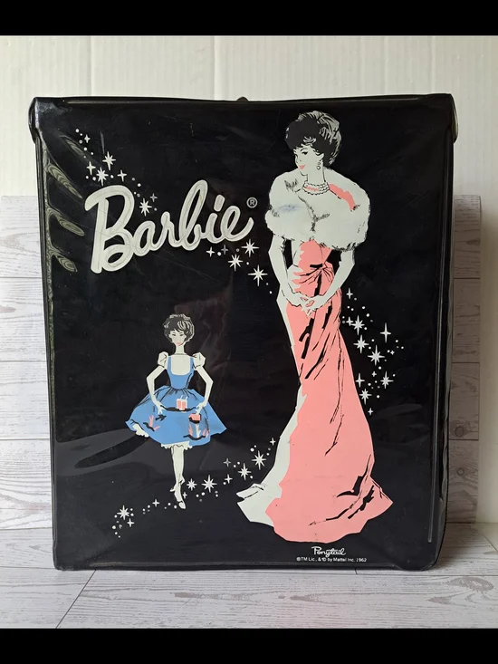 Barbie Black Tote Travel Case Storage Vintage Collectible Mattel 1962