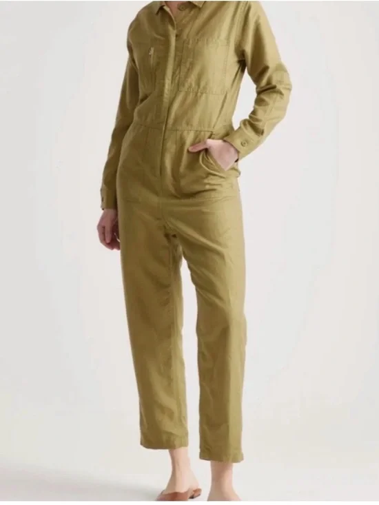 Quince Cotton Linen Twill Long Sleeve Coverall Jumpsuit. Size Small.