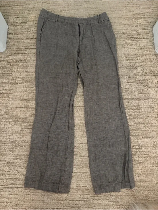 Women’s Gray Linen-Blend Dress Pants