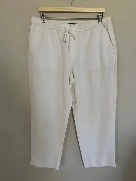 Banana Republic Linen Blend Pants Crisp White Women's Sz Large