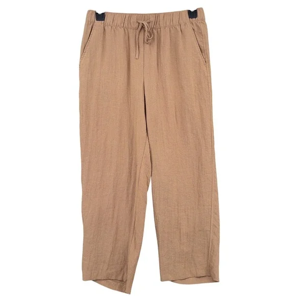 H&M Drawstring Waist Relaxed Pants Womens M Viscose Blend Brown