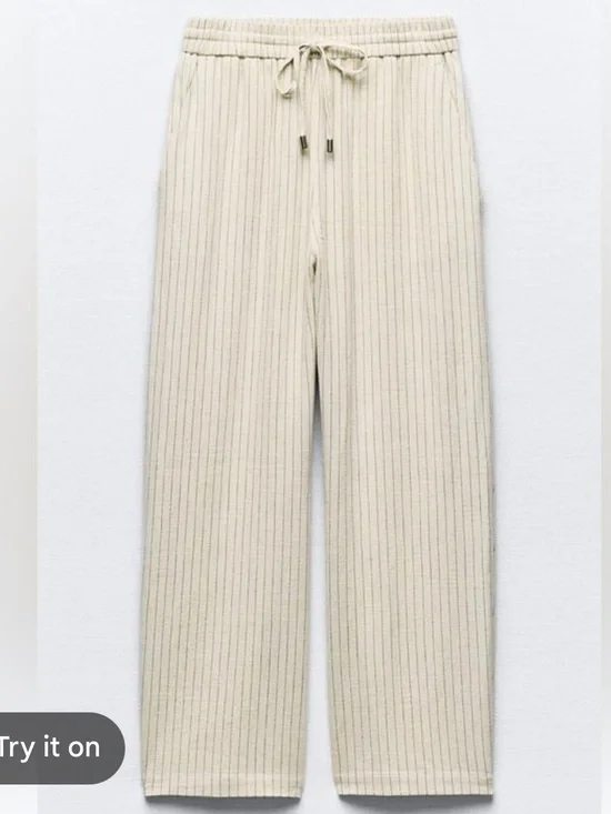Zara Cropped Linen Blend Pants
