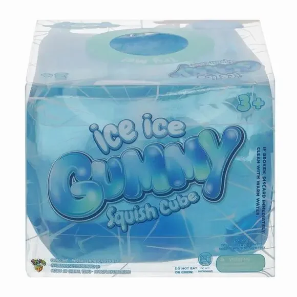 🔥Ice Ice Gummy Squish Cube Blue Sensory Fidget Toy Stretchy Soft Squishy BNWT🔥
