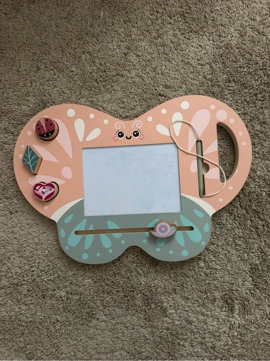Magnetic Drawing Board for Kids - Pink and Teal Butterfly Design