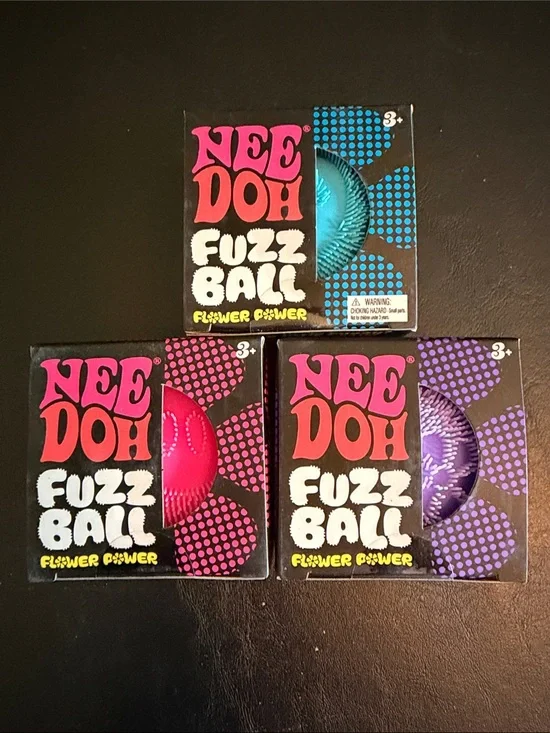 NEE DOH Fuzz Ball Pack - Blue, Pink, Purple 3 pack