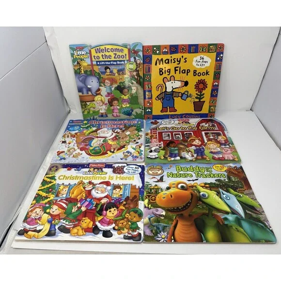 LOT 6 Lift the Flap Board Books Fisher Price Little People Dinosaur Train Maisy'