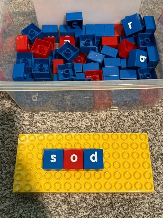 Letter Tile Building Set for Early Literacy - Blue & Red Lakeshore