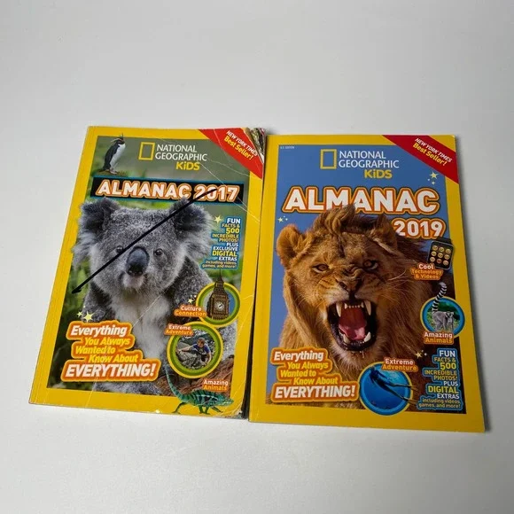 National Geographic Kids Almanac 2017 2019 Book Lot 2 Fun Facts Animals Science