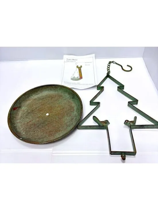 Metal Christmas Tree Bird Feeder with Decorative Birds and Hanging Hook