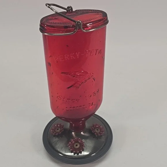 Perky Pet Hummingbird Feeder Nectar Garden‎ Antique Decorative Glass 16oz Red