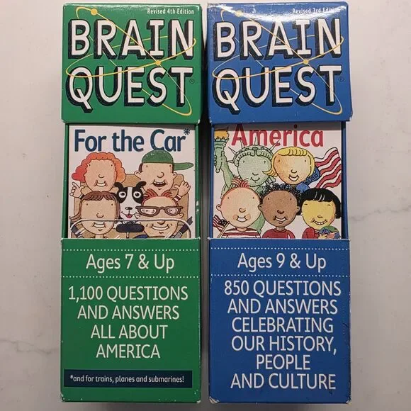 Brain Quest Smart Cards Lot of 2: For The Car Travel (7+) & America (9+)
