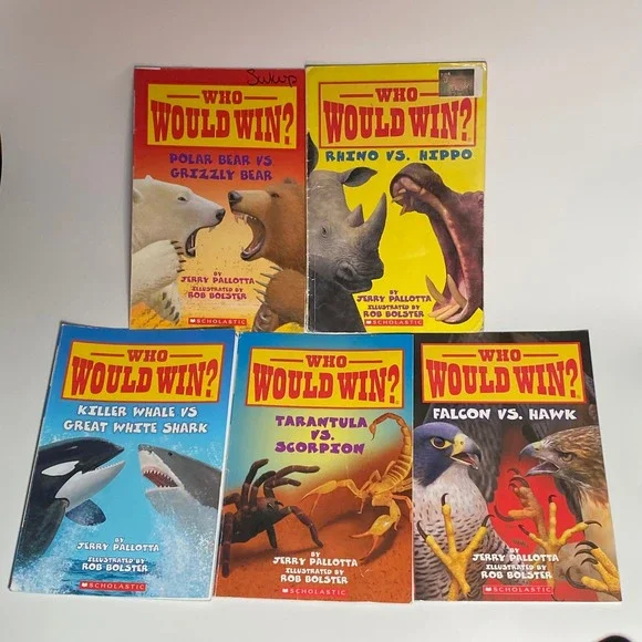 Scholastic Who Would Win? Jerry Pallotta Book Lot 5 Animal Facts Kids Shark Bear