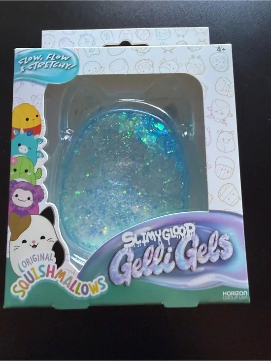 New Squishmallows Slimy Gloop Gelli Gels Blue Glitter Squishy Toy Stretchy 4+
