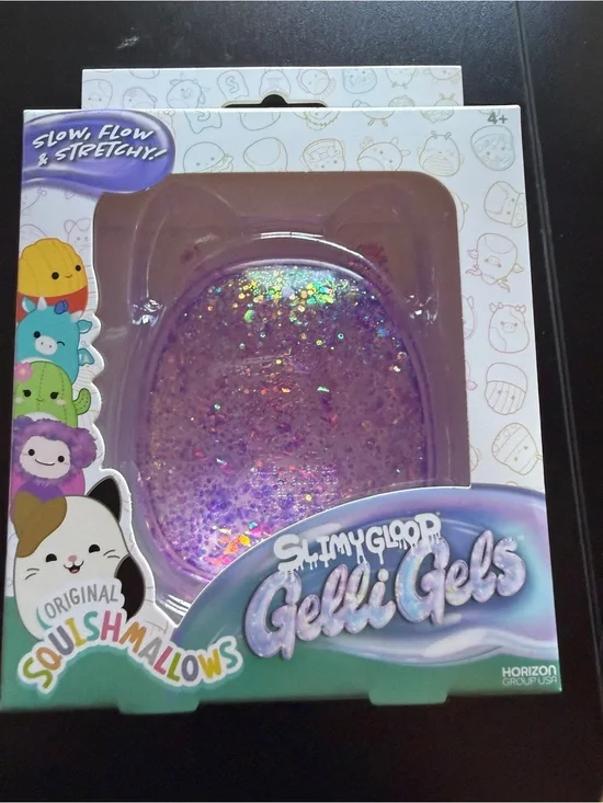 New Squishmallows Slimy Gloop Gelli Gels Purple Glitter Squishy Toy Stretchy 4+