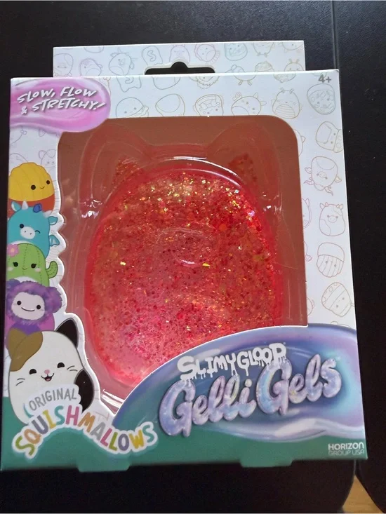 New Squishmallows Slimy Gloop Gelli Gels Pink Glitter Squishy Toy Stretchy 4+
