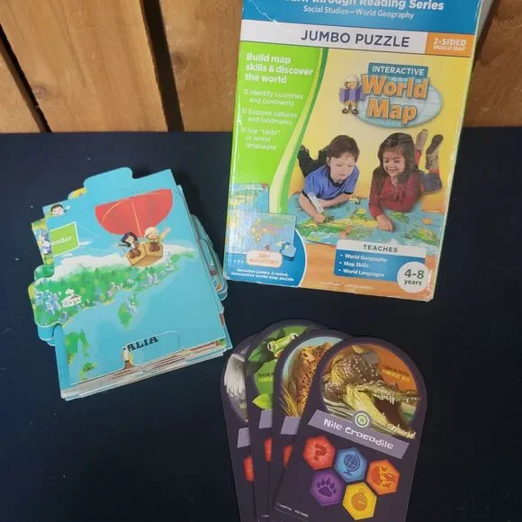 Leap Frog Read Learn World Map Jumbo Puzzle Tag Interactive Map Pen NOT Included