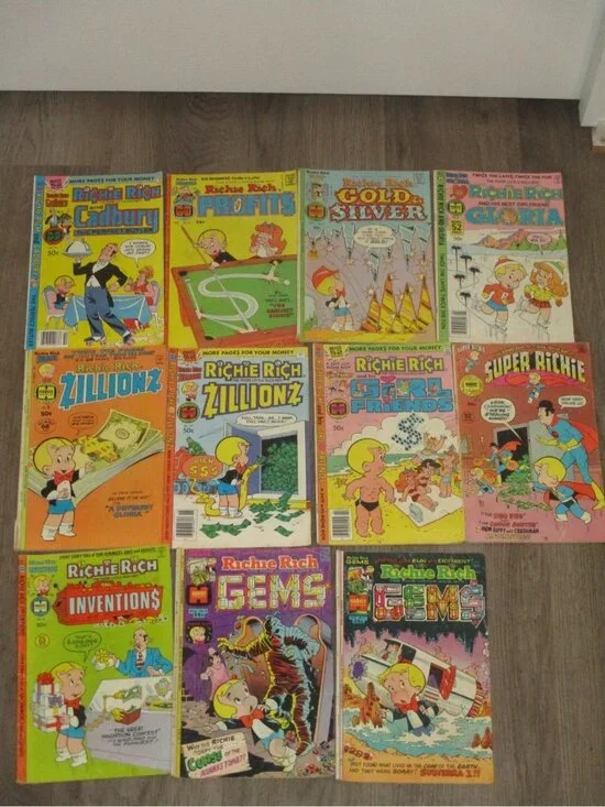 Harvey Richie Rich Lot of 11 Vintage Comic Profits Gloria Cadbury Gold Silver