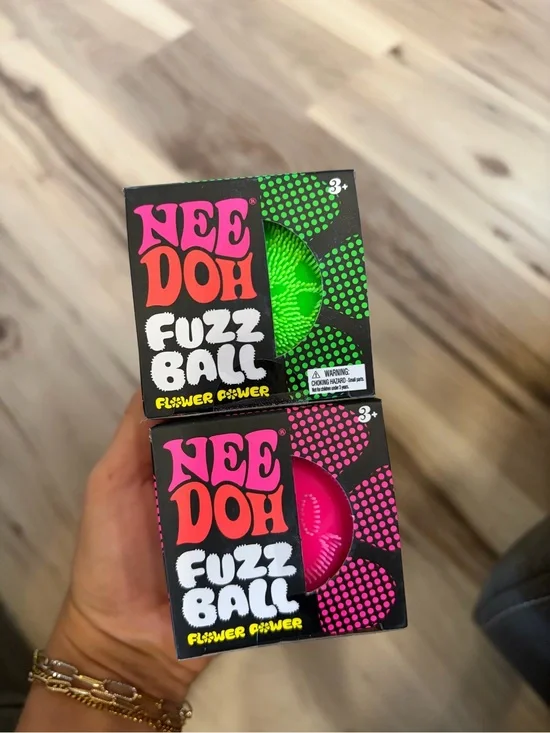 Nee Doh Fuzz Ball Kids Sensory Toy - Green & Pink