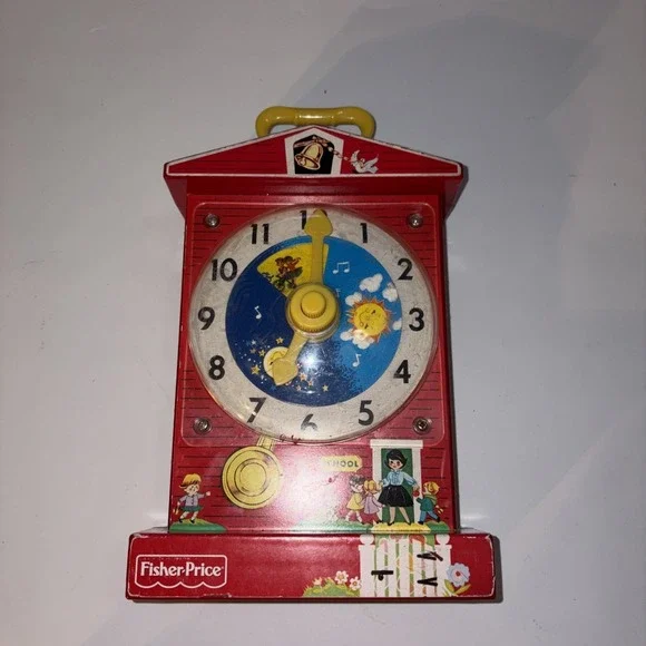 Fisher Price Classics Music Box Teaching Clock Musical, Teaches Time Works!