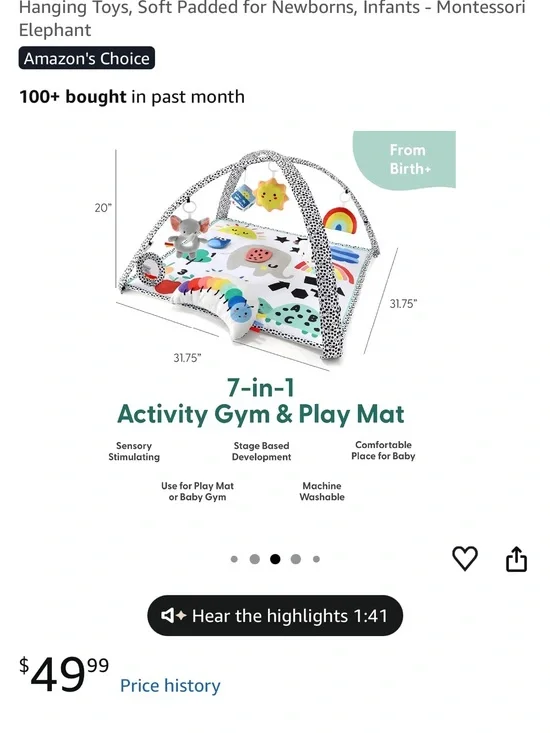 7-in-1 Activity Gym & Play Mat - Multicolor
