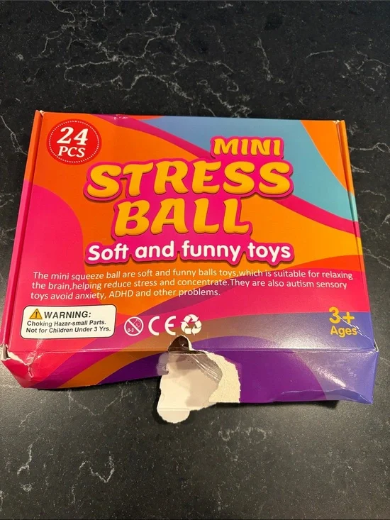New! Box opened. Mini Stress Ball 24-Pack - Soft and Funny Toys (Multicolor)
