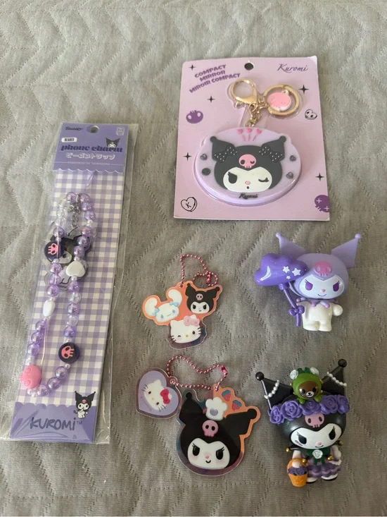 Kuromi Bundle Phone Charm Mirror Keychains New