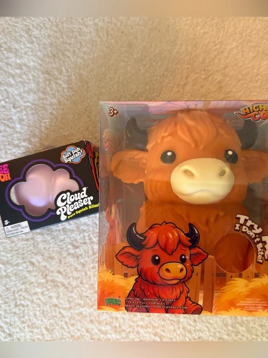 Viral Squishy Bundle Highland Cow Needoh cloud pleaser