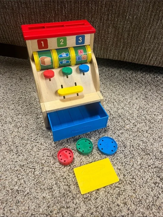Melissa & Doug Spin and Swipe Cash Register Toy - wooden