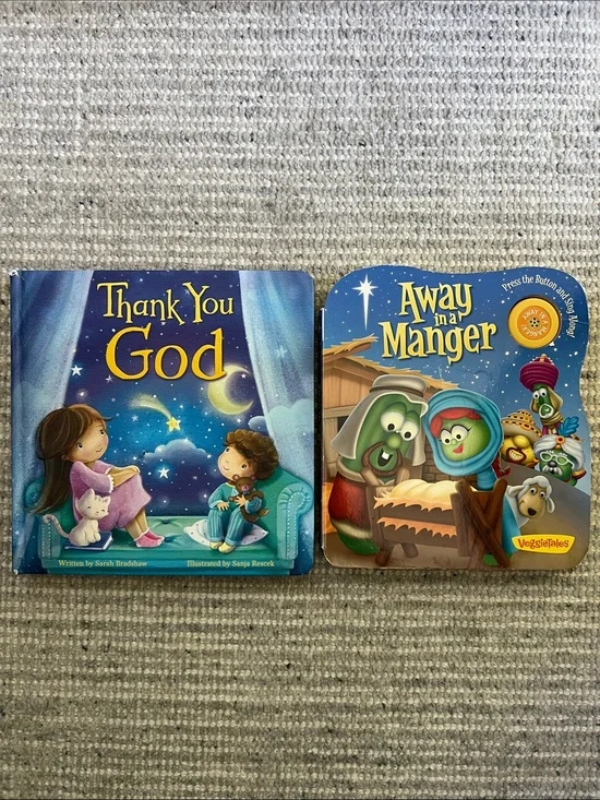 Thank You, God Hardcover & VeggieTales Away in a Manger Board Book