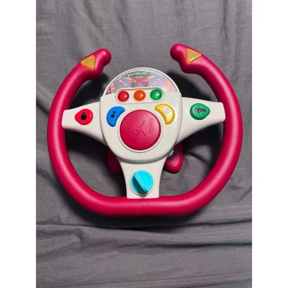 Battat Geared to Steer Interactive Driving Wheel Toy with Lights and Sounds Red