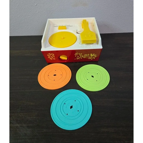 Vintage Fisher-Price Music Box Record Player 995 with 3 Records