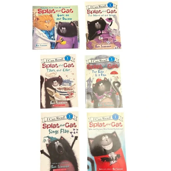 Splat the Cat I Can Read Book Lot 6 Books‎ Beginning Reading Level 1 Stickers