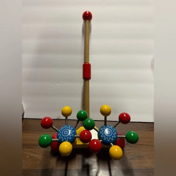 Very Rare vintage Kouvalias Vibrant Wooden Toy with Red, Yellow, Green, and Blue
