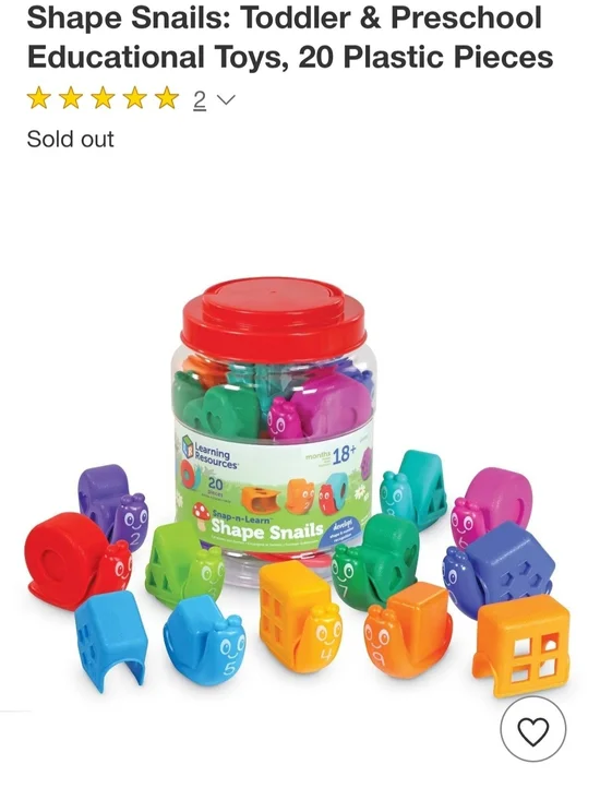Learning Resources Shape Snails Educational Toy Set - Multicolor