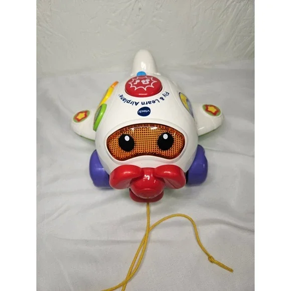 VTech Fly‎ and Learn Airplane Toddler Pull Toy Lights Sounds Music White Green