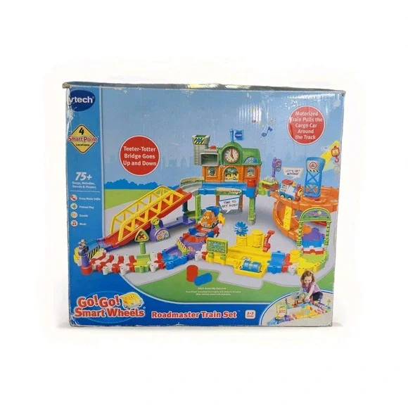 VTech Go! Go! Smart Wheels Roadmaster Train Set 73 Pc Playset New Open Ugly Box