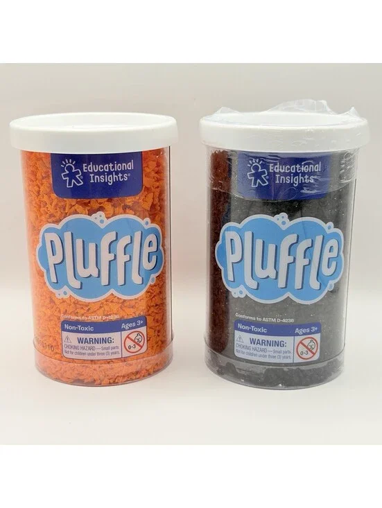 PLUFFLE Educational Insights Playfoam Lot of 2 Tubes Black Orange Sensory Toy