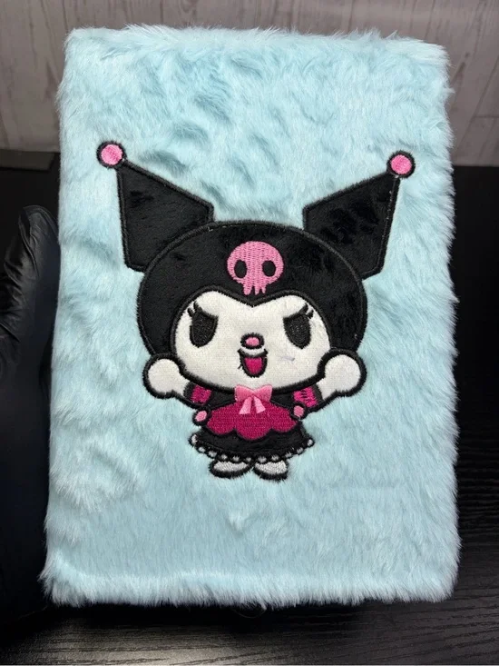 Cute Powder Blue Kuromi Plush Faux Fur Journal/Notebook