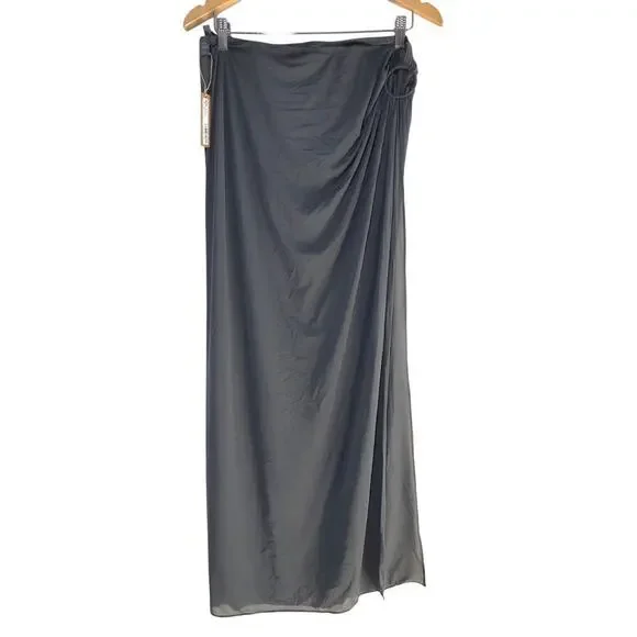 SKIMS Mesh Cover Up Long Sarong Skirt Tonal Ring Gunmetal Gray NWT Size 4X