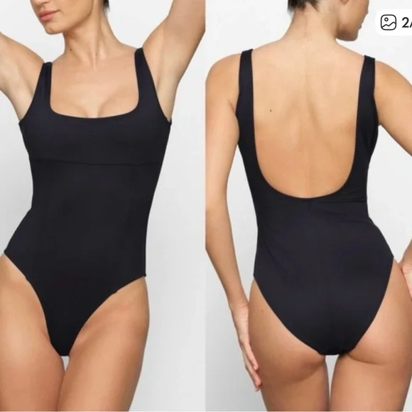 SKIMS Black Scoop Back One-Piece Swimsuit