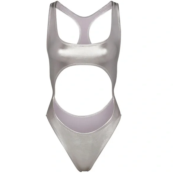 NWT Skims Metallic Nickel Silver One Piece Monokini Size 3X