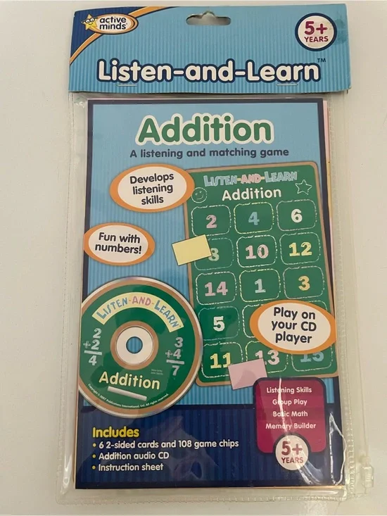 Active Minds Listen-and-Learn Addition CD Game - Nwt