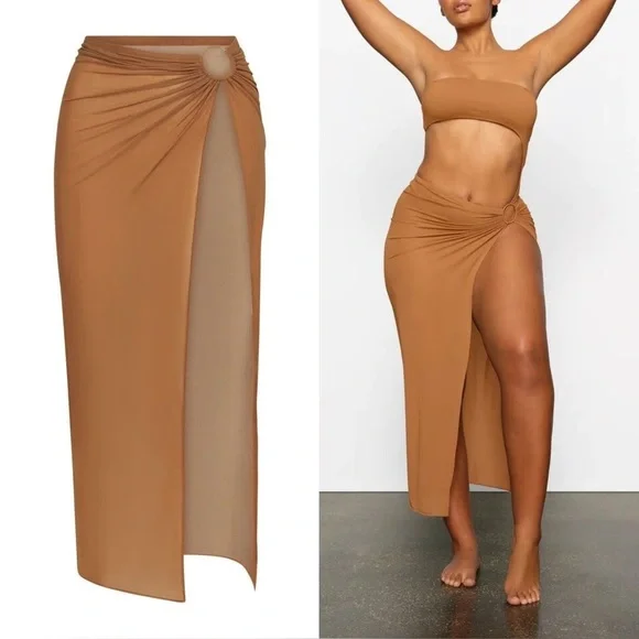 NWT Skims Mesh Cover Ups Sarong Skirt Swim in Almond Size 3X