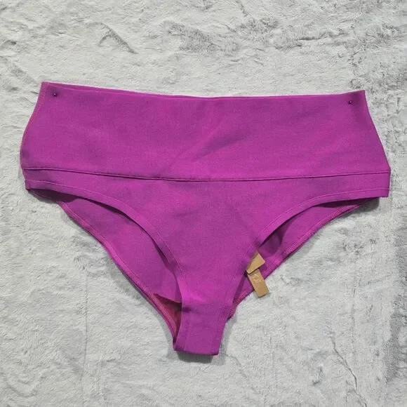 Skims Knit High Waisted Bandage Bikini Bottom Fuschia Plus-size 3X Stretchy. NWT