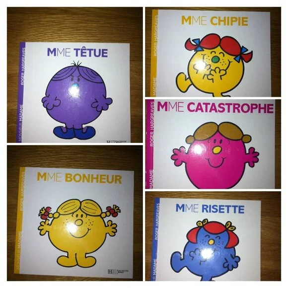 Mme Tetue, Mme Bonheur, Mme Chipie, Mme Risette, Mme Catastrophe by Hargreaves