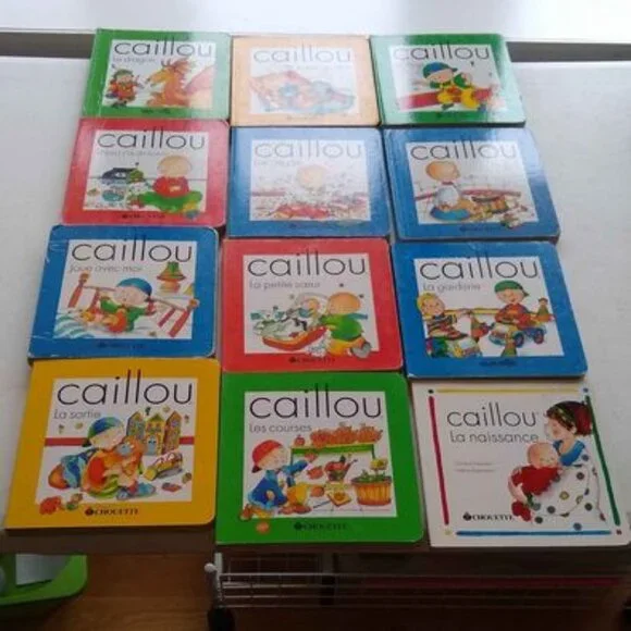 Caillou courses, sortie, naissance, soeur, garderie, pot, dragon, loup French
