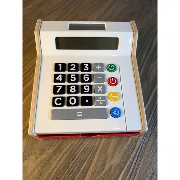IKEA DUKTIG Toy Cash Register Kids White Solar Powered Educational Wood Works