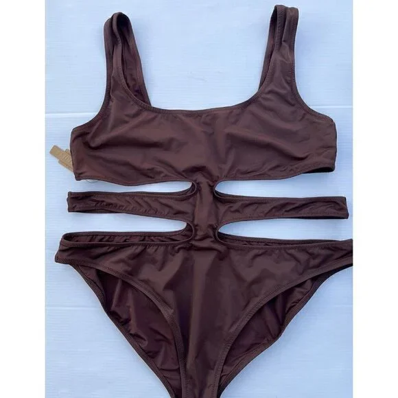 NWT SKIMS Plus Kim K Swim Wear Monokini Swimsuit Cocoa 3X (SW-MKN-0013)