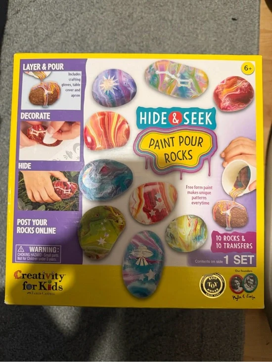 Creativity for Kids Hide & Seek Paint Pour Rocks - 10 rocks & 10 transfers #craf